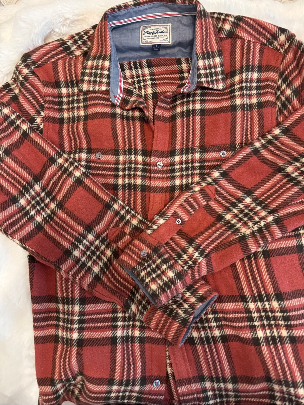 Men's Red Plaid Button-Down Shirt by Flag & Anthem
